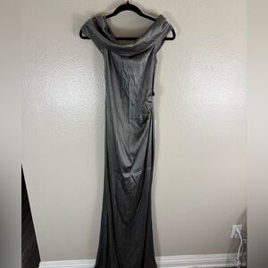 Michael Costello Gray Silver Maxi Gown